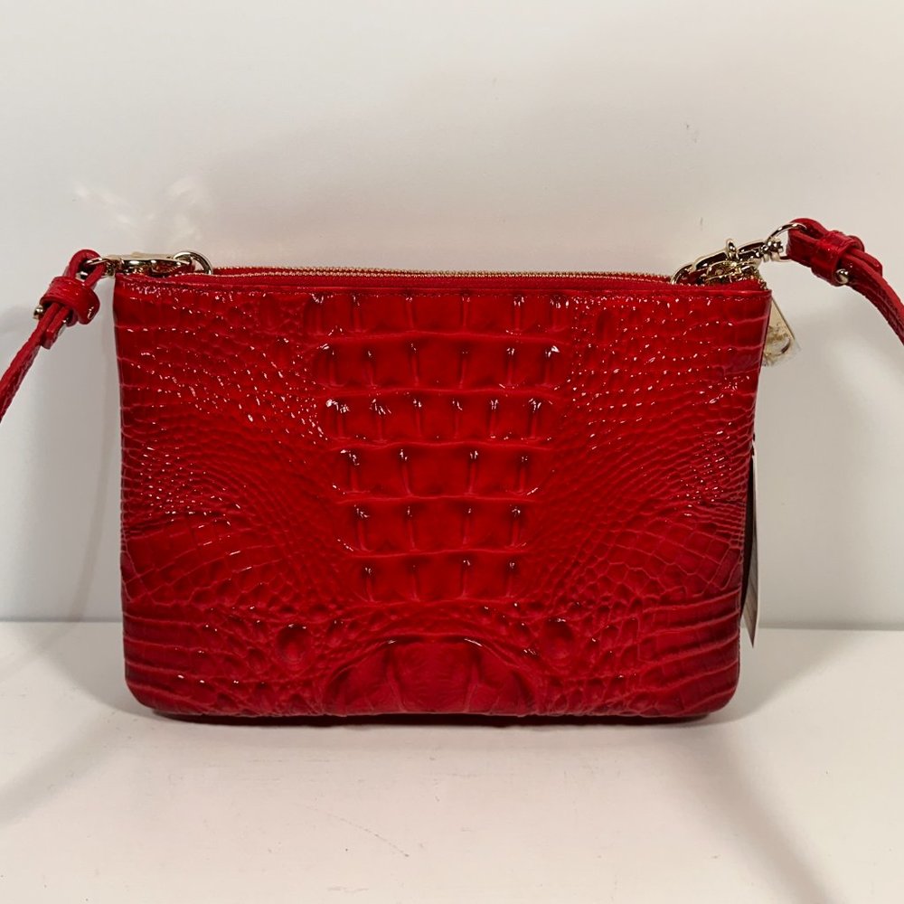 Brahmin Macy's Exclusive Perri Croc Embossed Red Leather Crossbody Bag / New - Picture 4 of 9